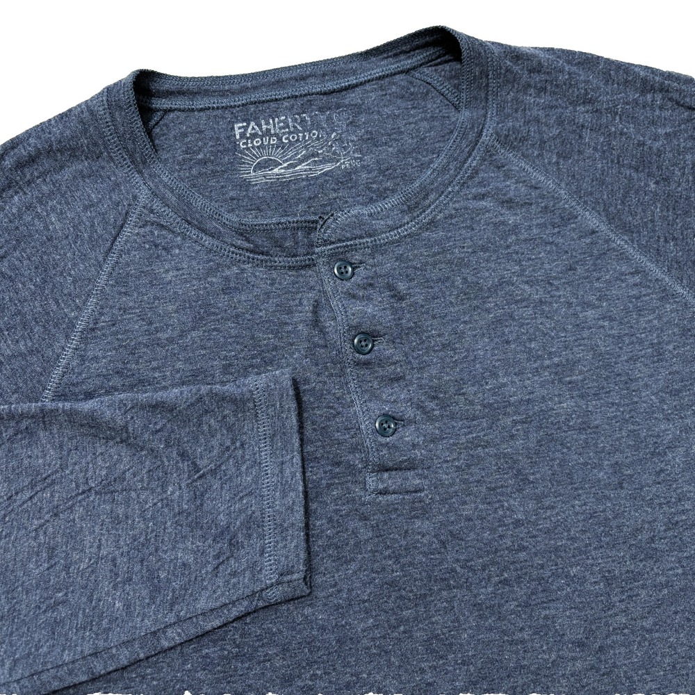 Faherty Shirt Mens XL Navy Henley Cloud Cotton Long Sleeve Pima Cotton Modal